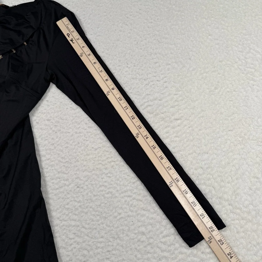 Meshki Chain Dress Women's Medium Black Gold Mini Bodycon Sexy Designer Stretch - Picture 10 of 12